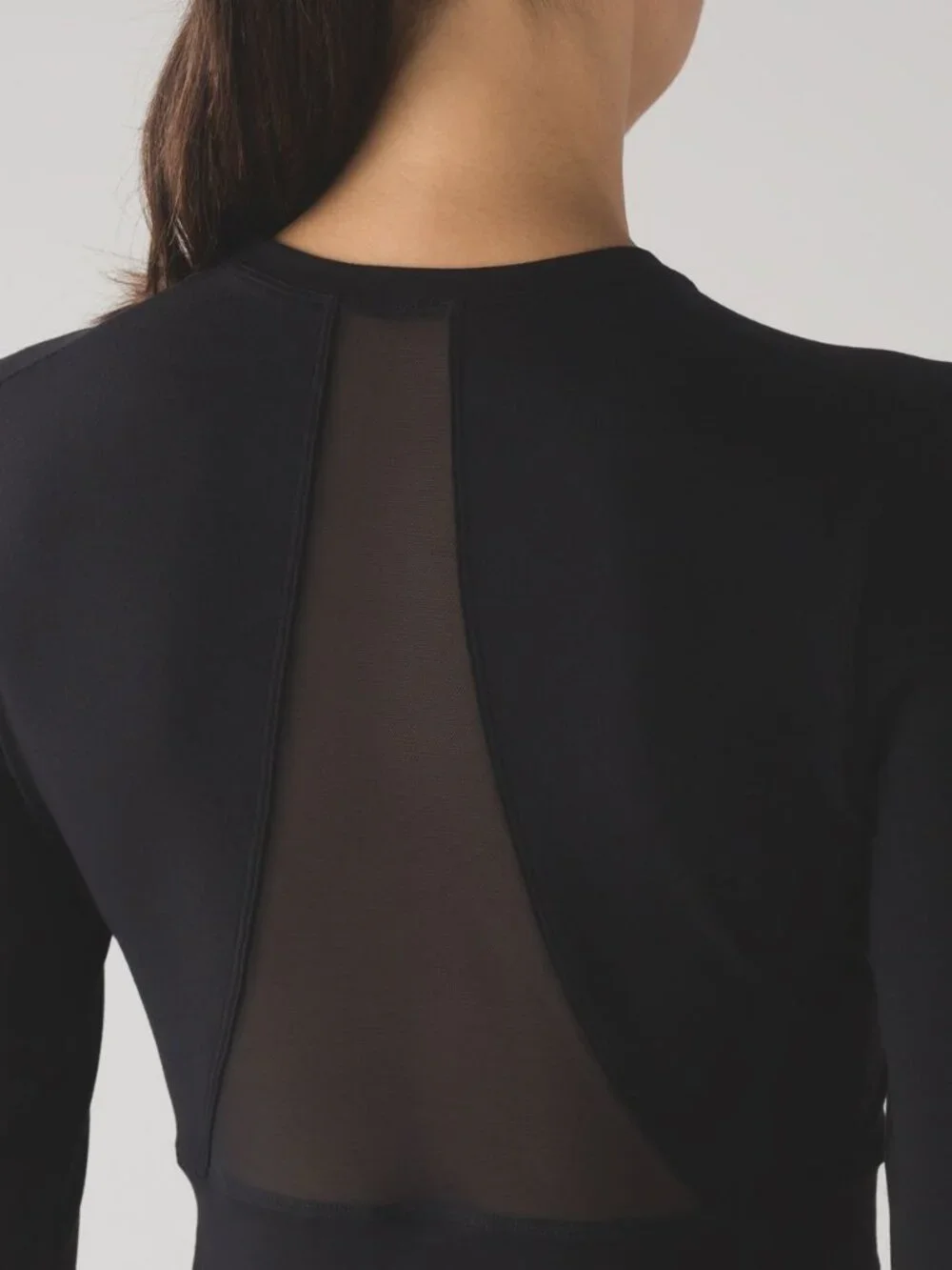 Lululemon Short Stop Long Sleeve Mesh Back Crop Black Workout Top Size 10